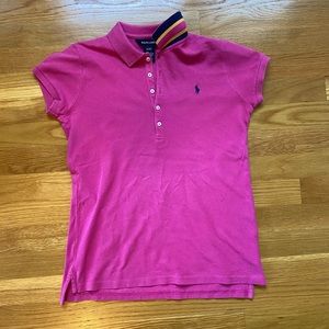 Ralph Lauren Girls Pink Polo w/Contrast Collar